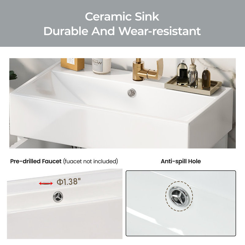 Navar 21.6'' Single Bathroom Vanity with Ceramic Top