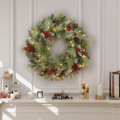 Hartwald Faux Lighted Pine 24'' Wreath