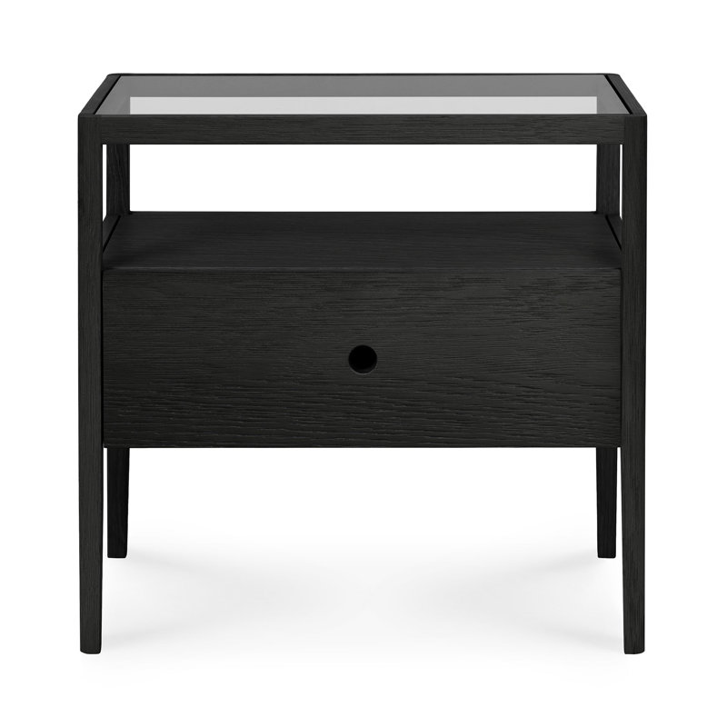 Spindle 1 - Drawer Solid Wood Nightstand, Black