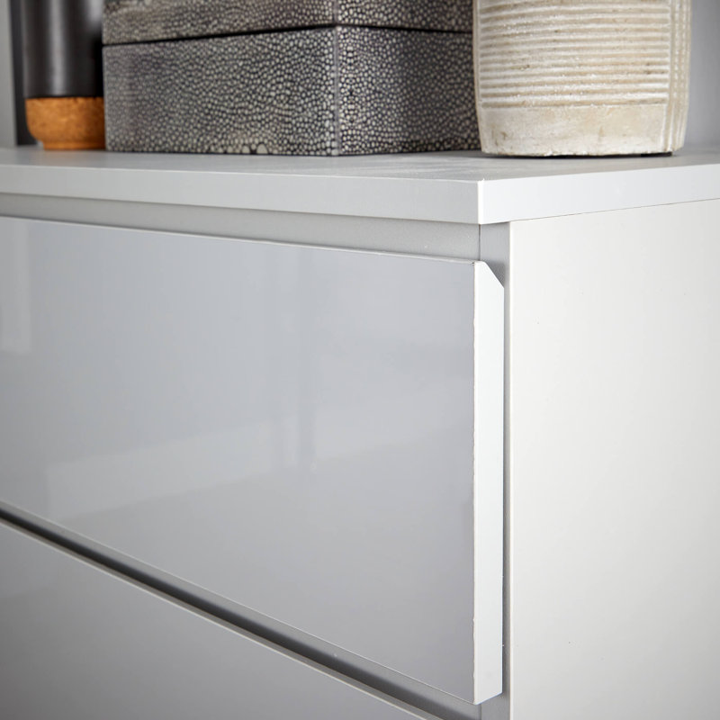 Rishin 4 Drawer High Gloss Chest Storage Unit, Grey