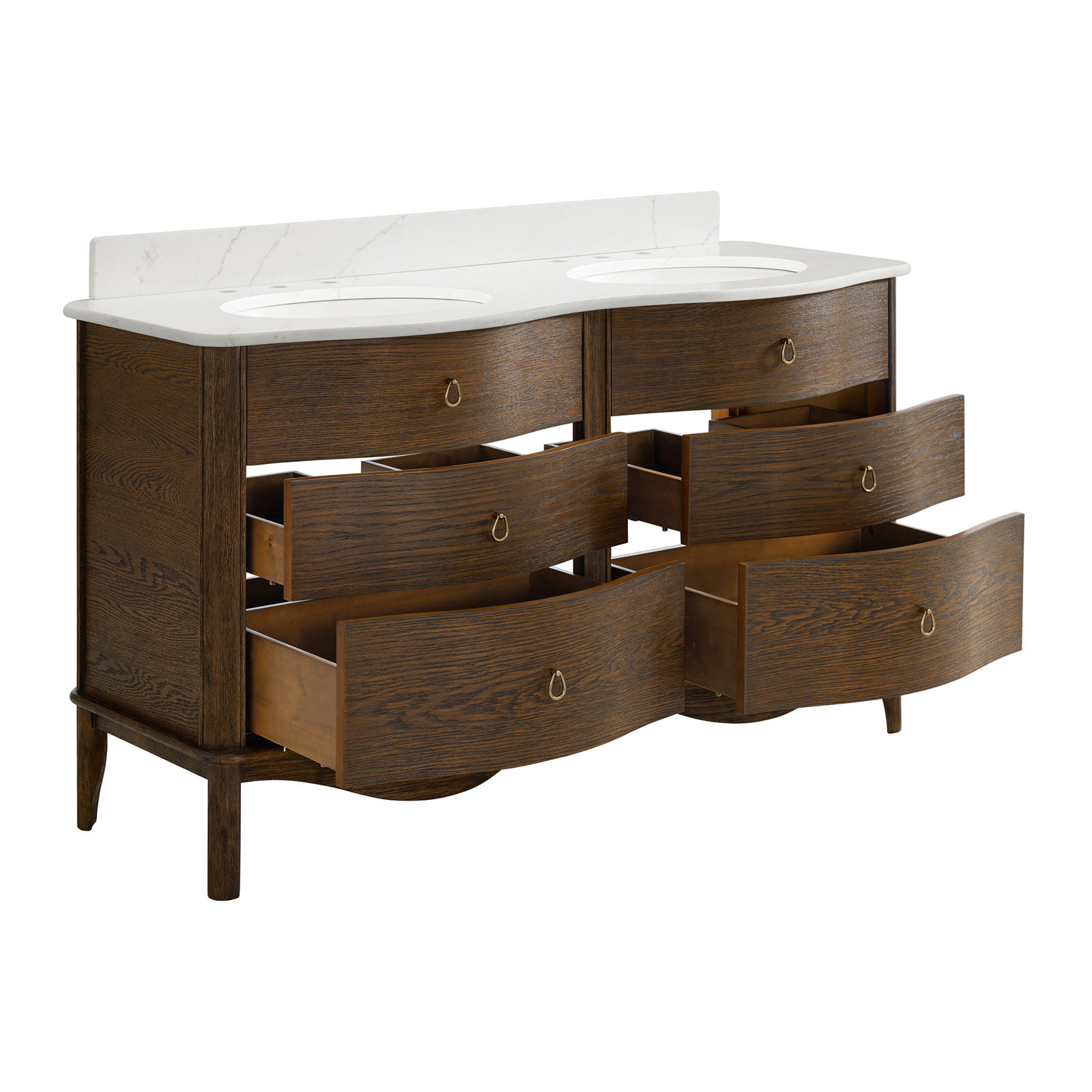 Emmy Bathroom Vanity, Enhanced Brown Oak, 60"
