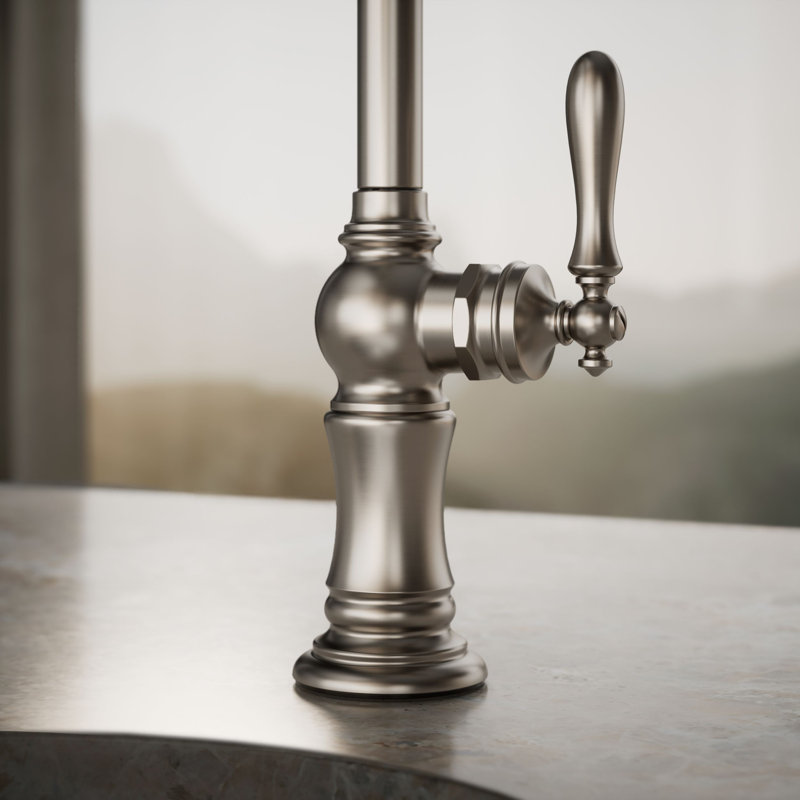 Artifacts Single-Hole Bar Faucet with Supply Lines, Vibrant Stainless