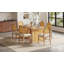 Ensemble de table de salle à manger 7 pièces de style campagnard pour table rectangulaire de 6 à 59,8 po avec placage de chêne vieilli et 6 chaises en rotin-1949835242-1949835241