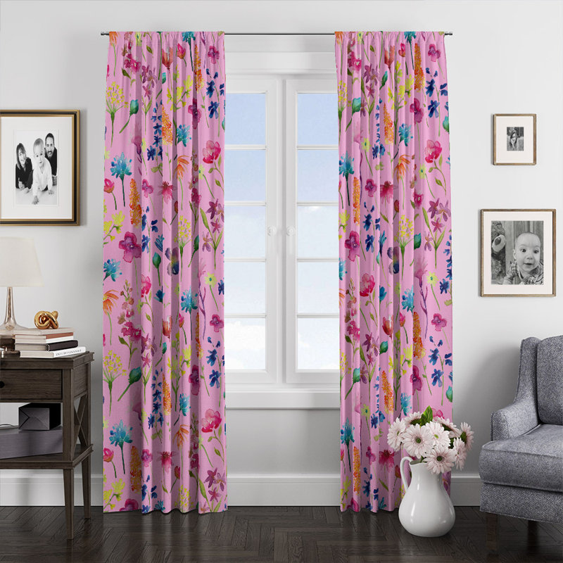 Panneaux de rideaux semi-transparents à motif floral, L 40 po x L 82 po
