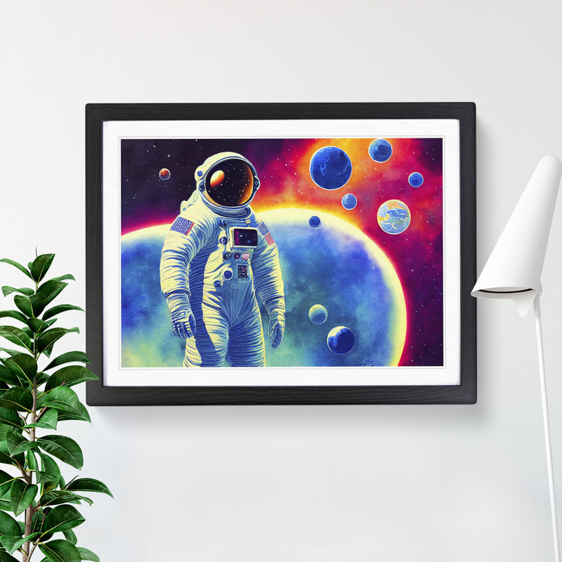Colourful Astronaut Vol.4 - Single Picture Frame Print, Black, 46cm H x 64cm W x 2cm D