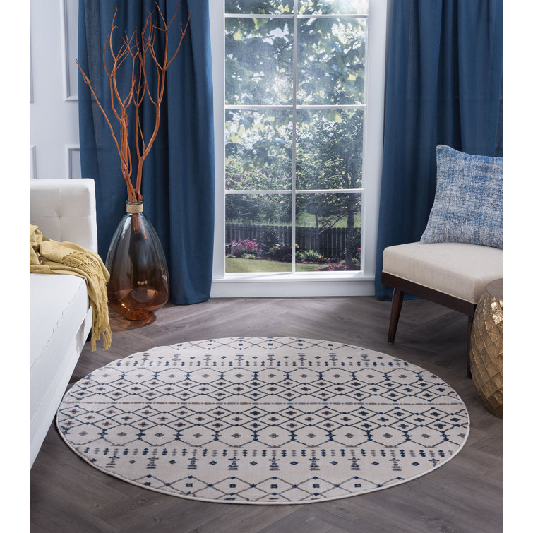 Modern Farmhouse Moroccan Geometric Cream/Blue/Gray Area Rug