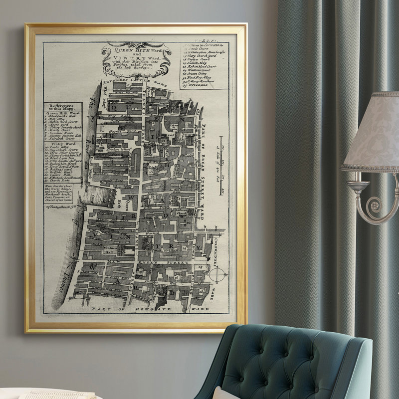 Quays of London IV - Cadre photo, impression sur toile, H 42,5 po x l 30,5 po x P 1 po, Or