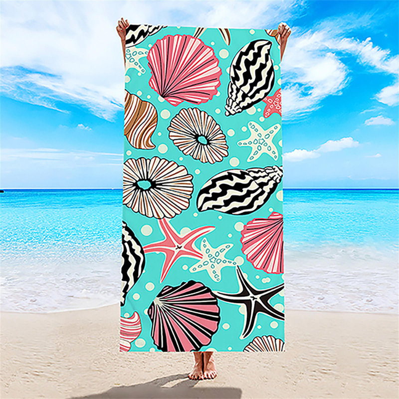 Serviette de plage à double face en fibre de coton pour adulte