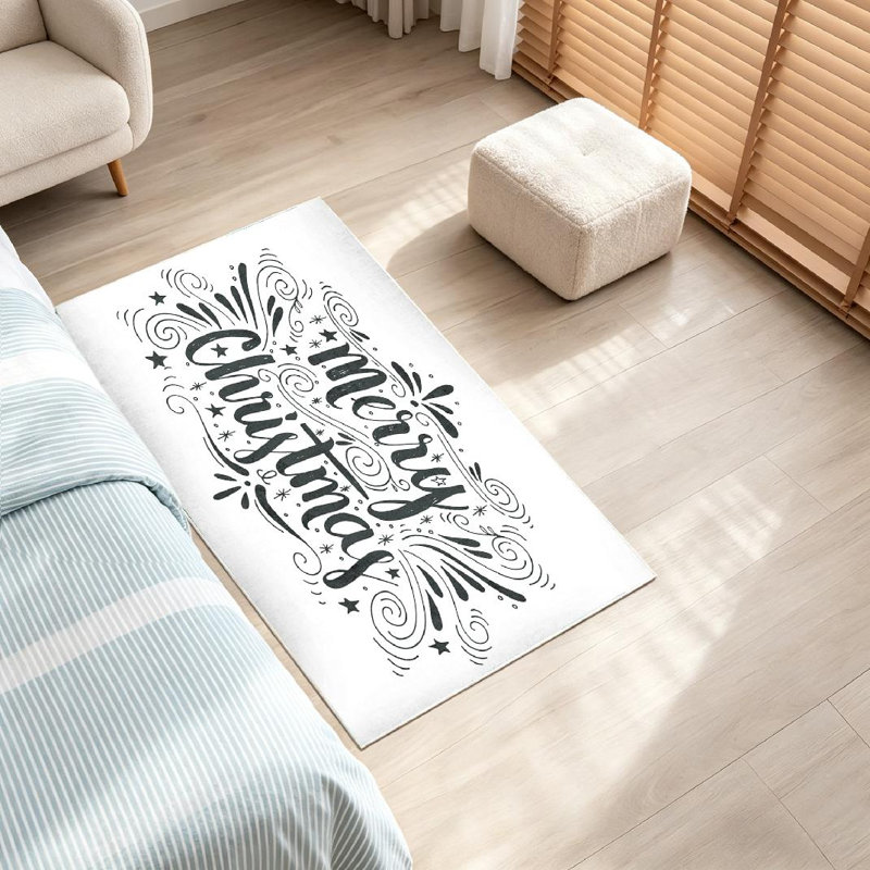 Tapis d'intérieur transparent rétro lavable à la machine Merry Christmas, Rectangle 32 po x 47 po