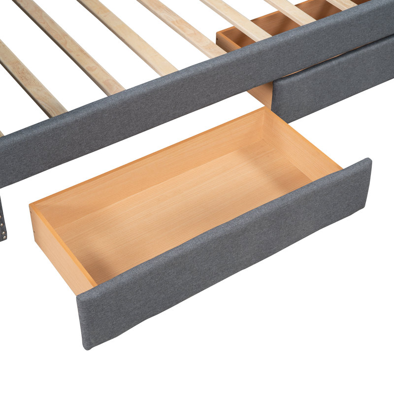Versatile Storage Twin Daybed Upholstered In Grey Linen For Elegant Bedroom Setup