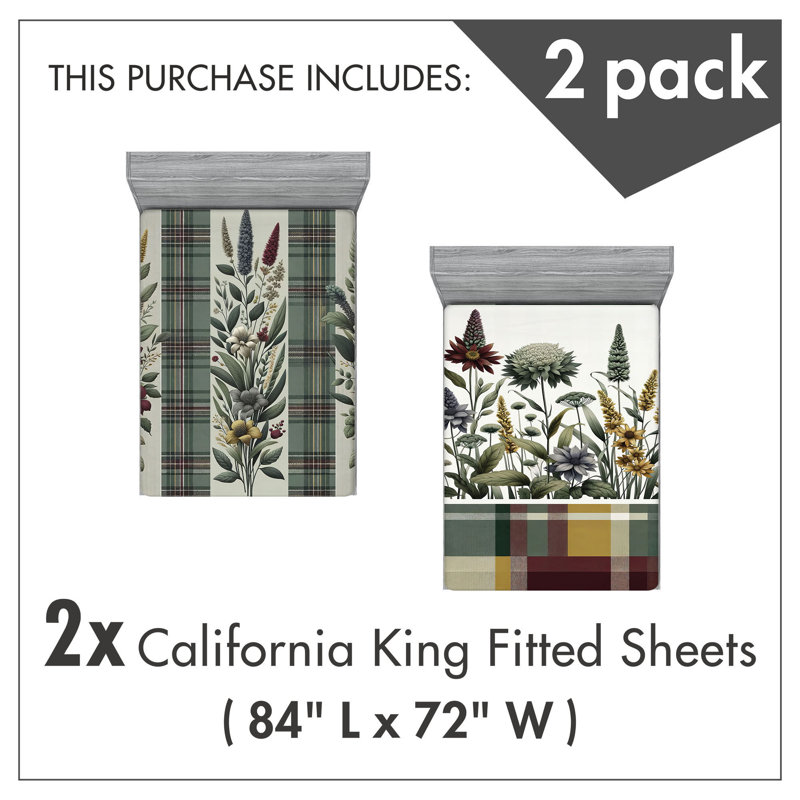 Microfiber Floral Art Fitted Sheet, California King Fitted Sheet