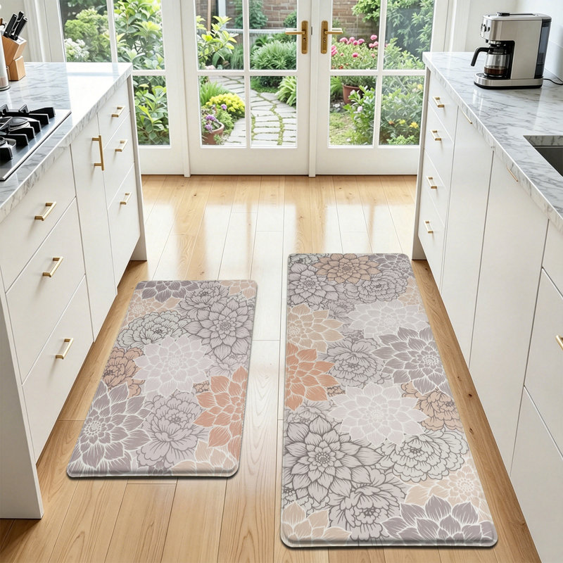 Tapis de sol antidérapant et antidérapant 2 pièces, Rosé