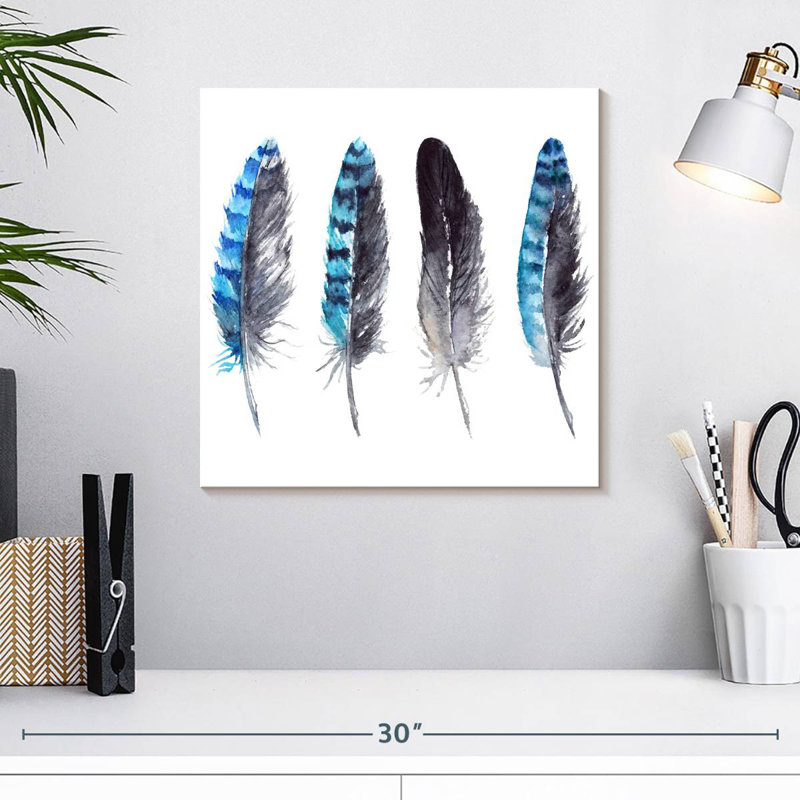 Kerner Blue Jay Feathers, 16" H x 16" W