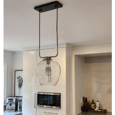 U shaped Brushed Nickel glass pendant