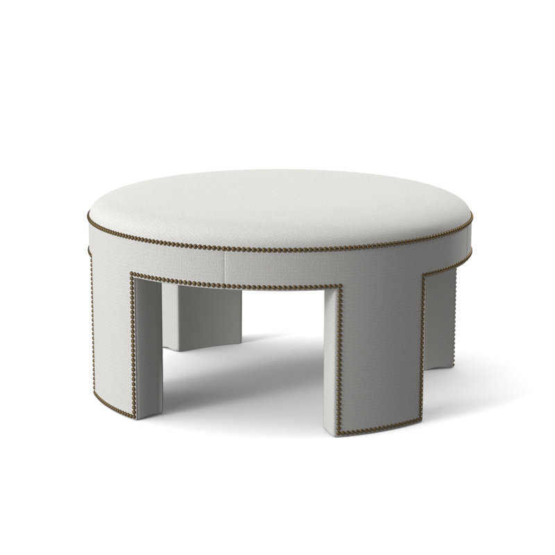 Durant Round Ottoman, Beige/Brown 71628L22, 18.75"H x 33.5"W x 33.5"D