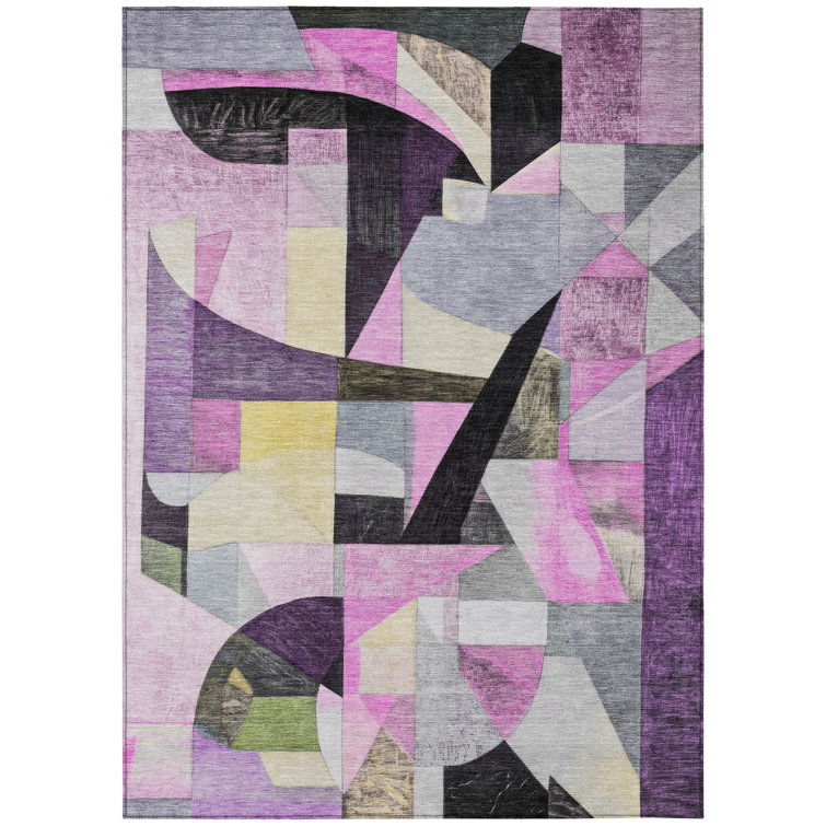 Machine Washable Indoor/Outdoor Xhevrie Purple Rug