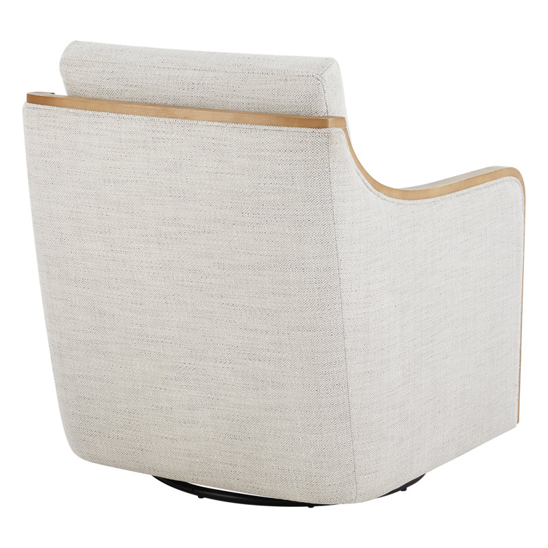 Fauteuil demi-tonneau pivotant surdimensionné Grayton, Polyester ivoire