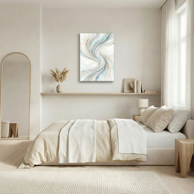 Toile abstraite sarcelle et or