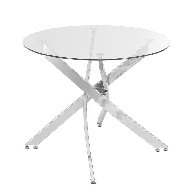 Round Glass Top Metal Base Dining Table