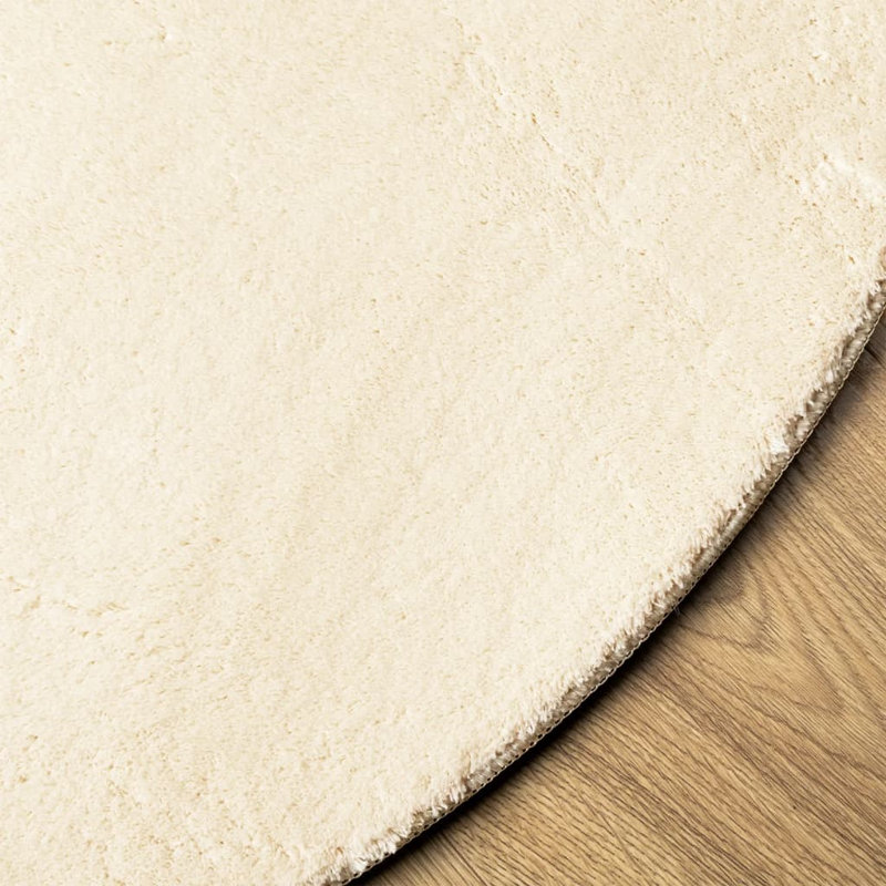 Rug "HUARTE" Short Pile Soft and Washable Cream, Round 160cm