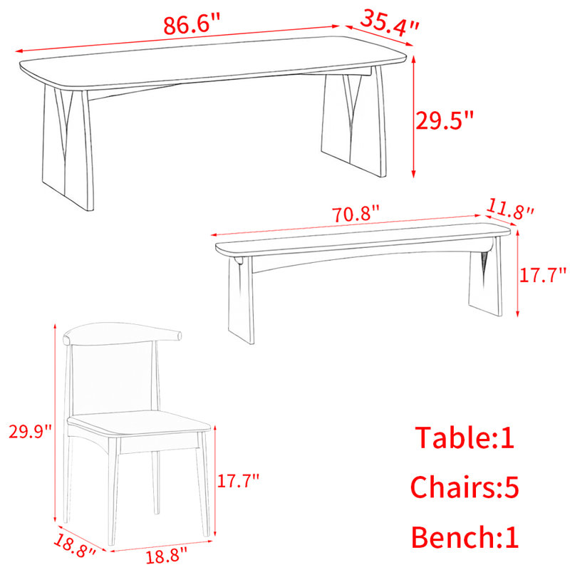 Creative Japanese style solid wood table set