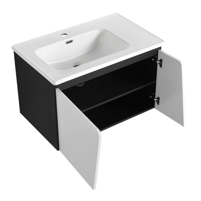 Floating Wall-Mounted Bathroom Vanity With Single Sink