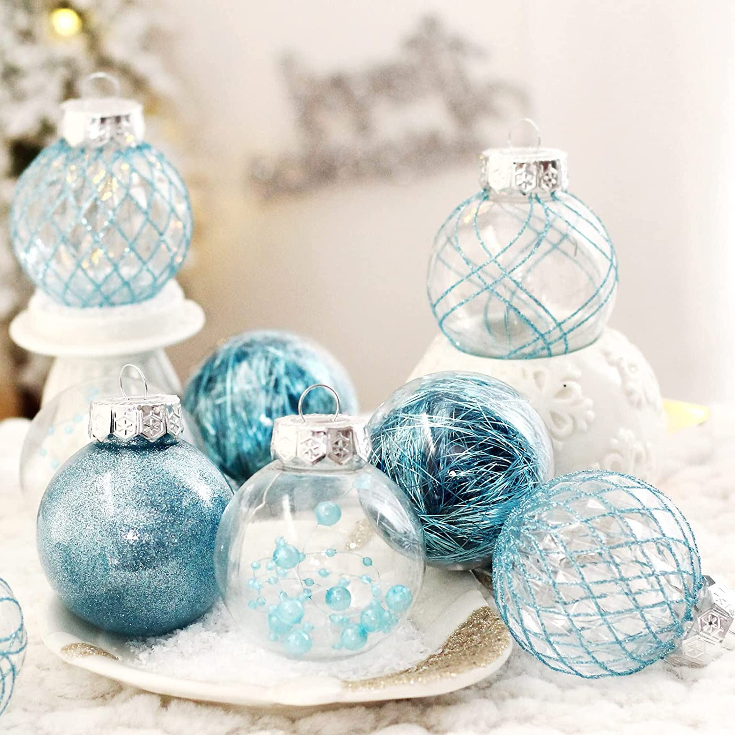 12 Pcs Velvet Ornaments Balls, 2.36 Inch, 4 Color Shatterproof Christmas  Tree Ornaments Velvet Balls, for Xmas Wedding Party Holiday Decorations