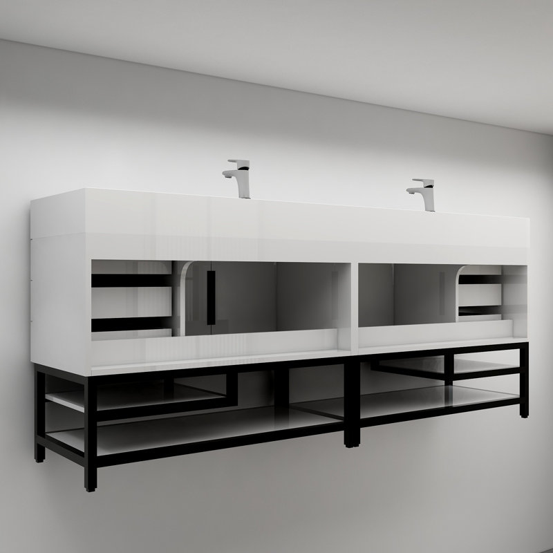 Jessica 84'' Single Bathroom Vanity with Stone Top, White