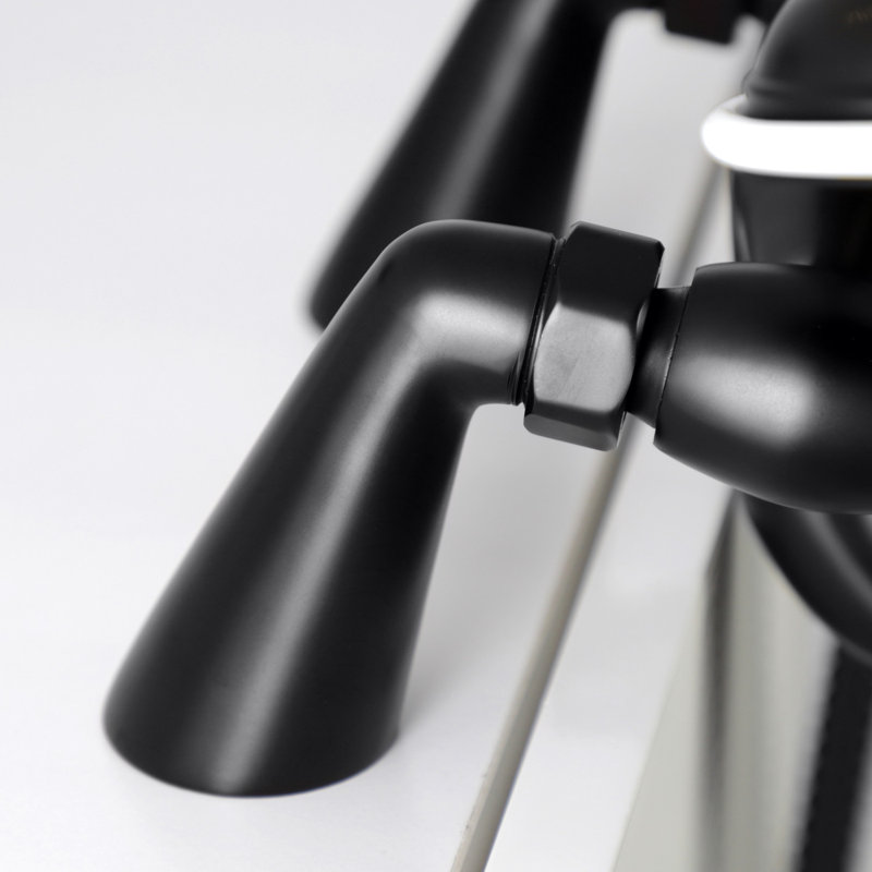 Kingston Brass Essex Three-Handle 2-Hole Deck Mount Clawfoot Tub Faucet with Handshower, Matte Black