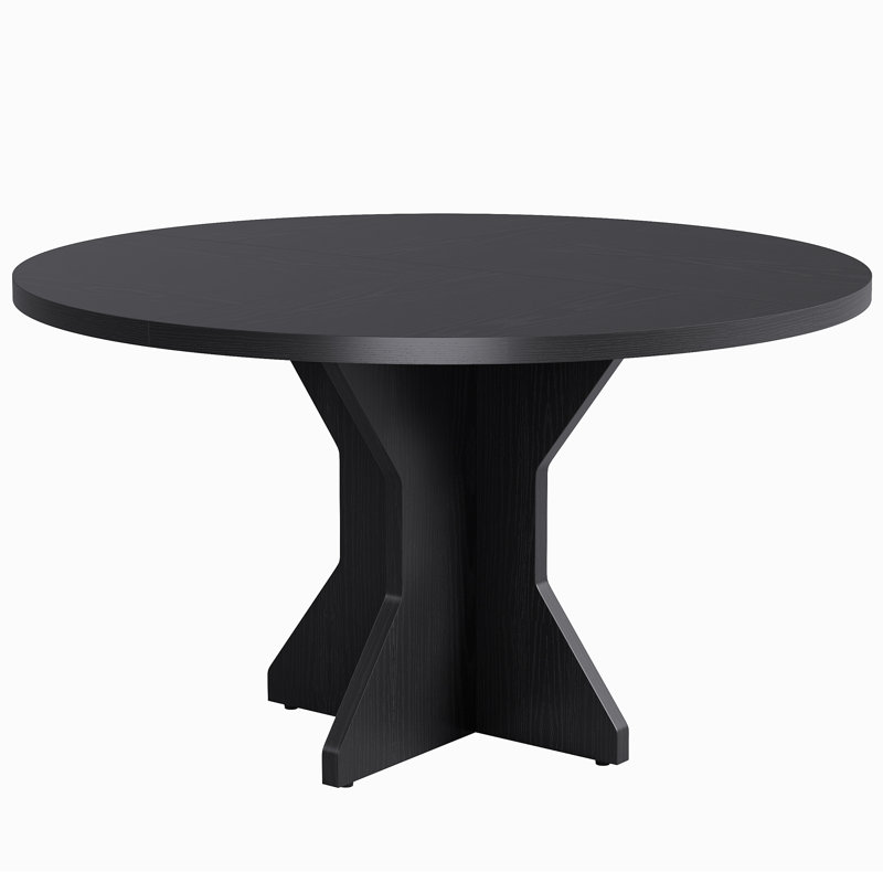 Extendable Solid Wood Base Dining Table, Black