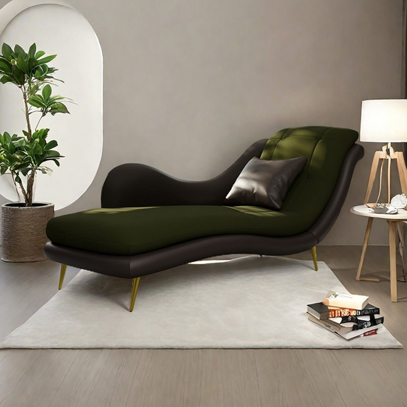 Chaise longue Robichaux , Orienté à gauche (vu de face), Green/Dark Brown