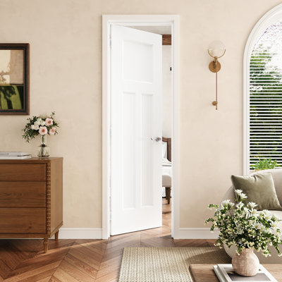 24" X 80" T Shape-Panel Molded Solid Interior Prehung Door With Silver Hinges, Solid Core Door Slab With Frame, Interior Door As Pantry Door, Bedroom Door, Laundry Door, Closet Doors, Room Doors, Left Hand