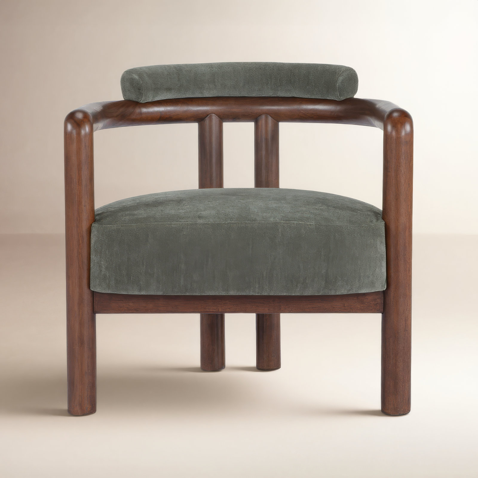 Tilde Upholstered Barrel Chair, Forest Performance Chenille
