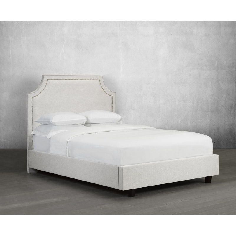 Lit plateforme en tissu d’ameublement Waltham, Blanc cassé, Très grand