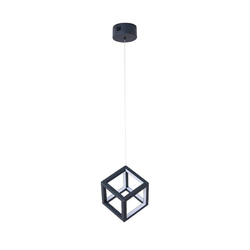 1 - Light Black LED Square/Rectangle Pendant, 15cm H x 15cm W x 15cm D