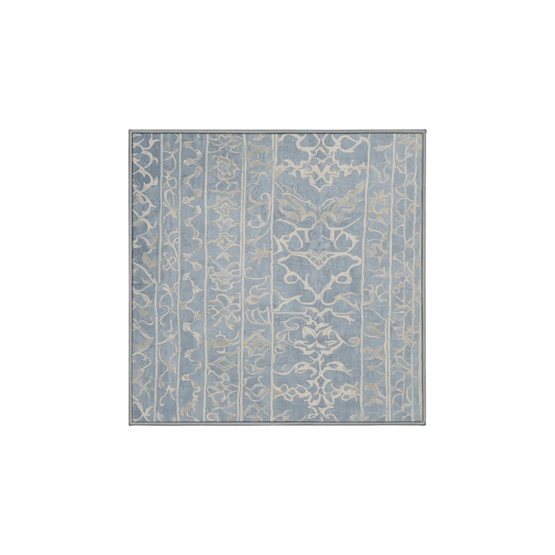 Machine Washable Gray Area Rug, Square 8'