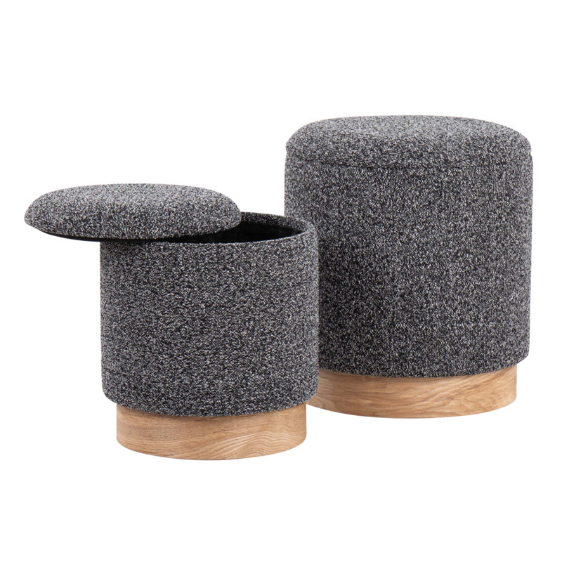 Marla Contemporary Nesting Ottoman Set, Black