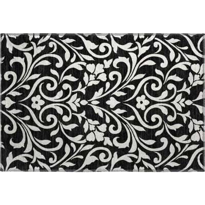 Premium Machine Washable Prisco Black Rug