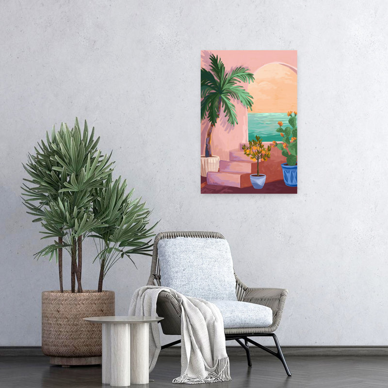 Art contemporain, palmier abstrait, cactus, art floral, H 24 po x l 16 po