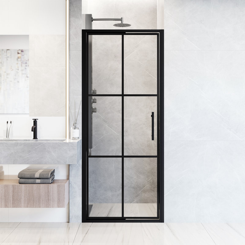 Astoria Matte Black 30" x 76" Pivot Shower Door with Clear Glass