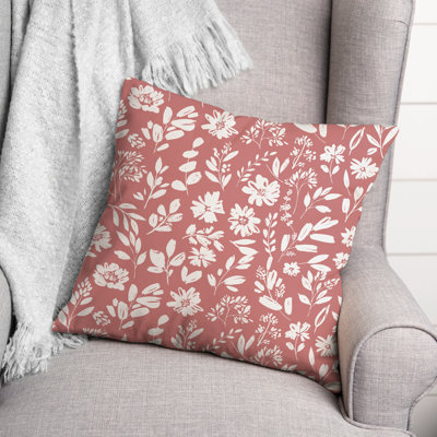  Stamped Floral 16 Outdoor Square Pillow Cover & Insert