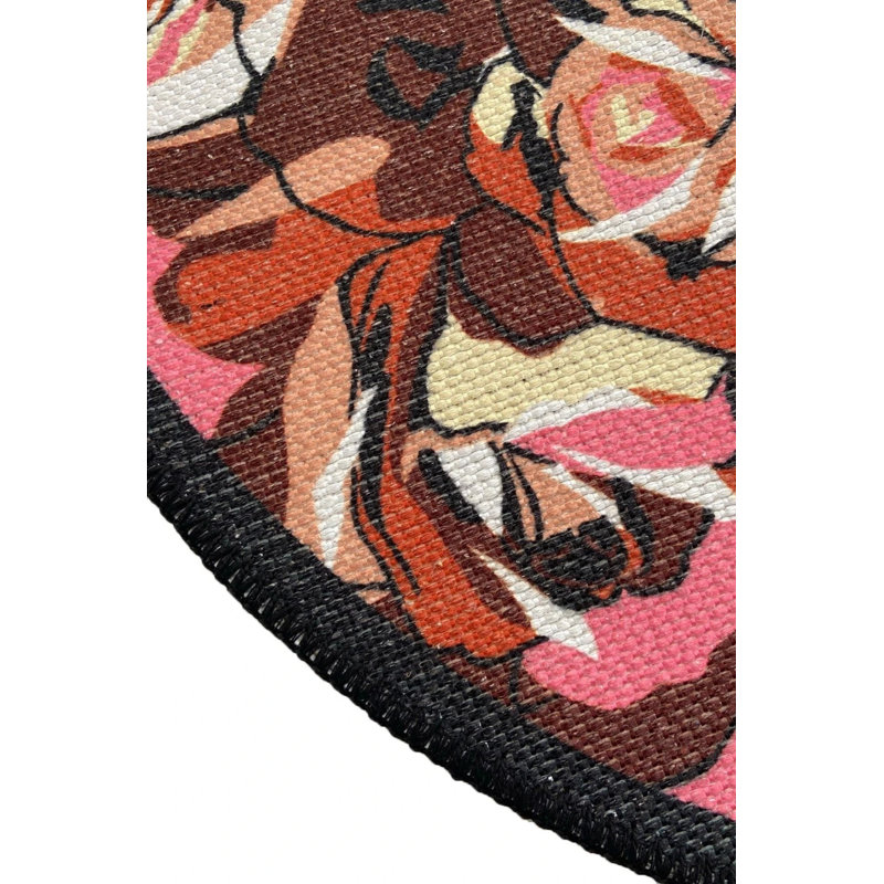 Rose Printed Round Carpet, Round 3'4"