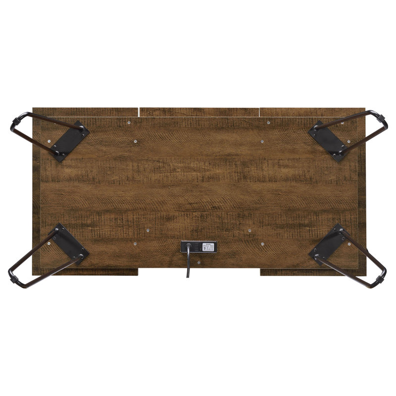 Carpentier Metal Base Writing Desk with Power Outlet