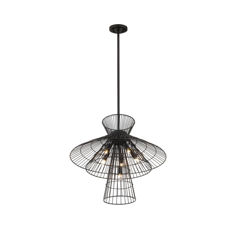 Bowry 6 - Light Dimmable Geometric Chandelier, Matte Black