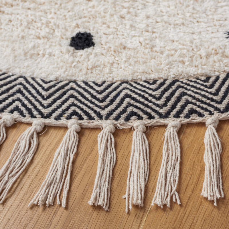 Tapis ivoire / noir Rehaba Easy Care 203, Rond 4 pi