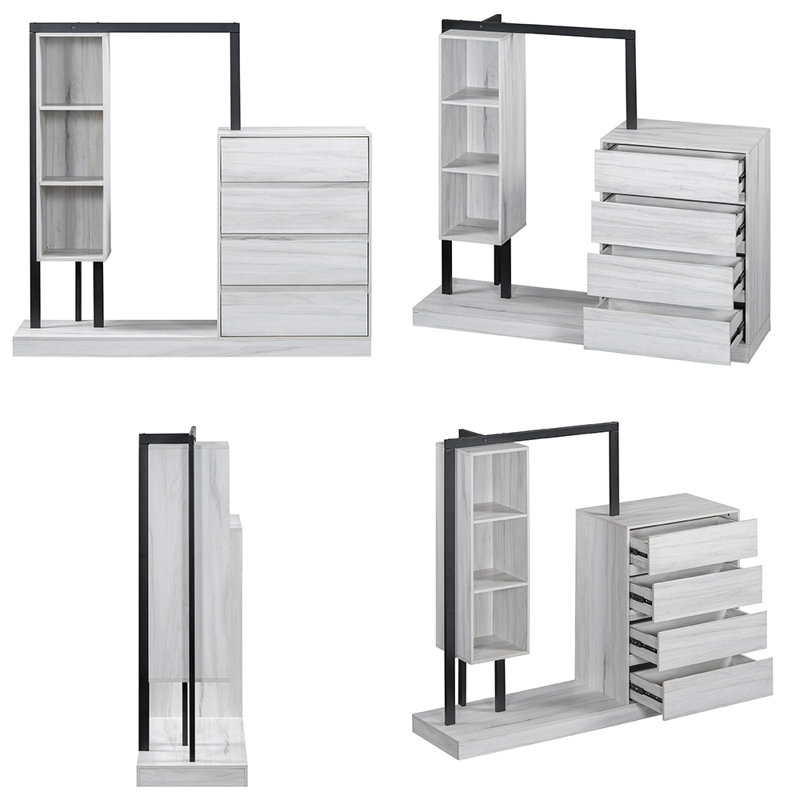 Garde-robe 4 tiroirs et 3 tablettes, Blanc
