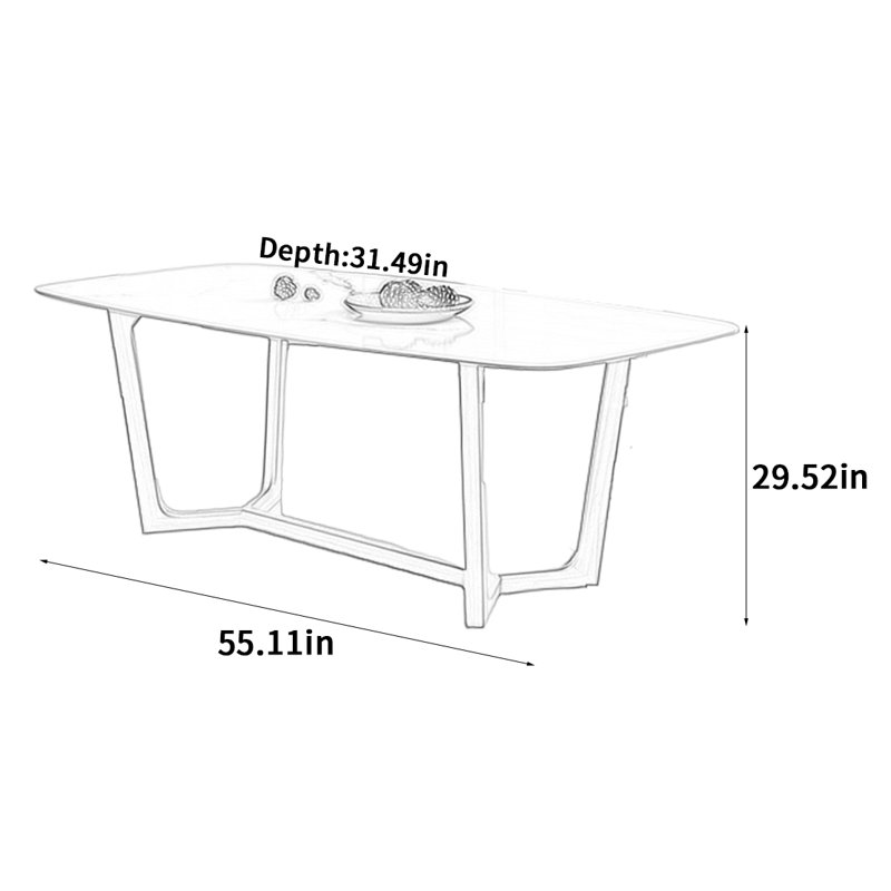 Table de salle à manger en bois massif de style crème, H 29,52 po x L 55,11 po x l 31,49 po