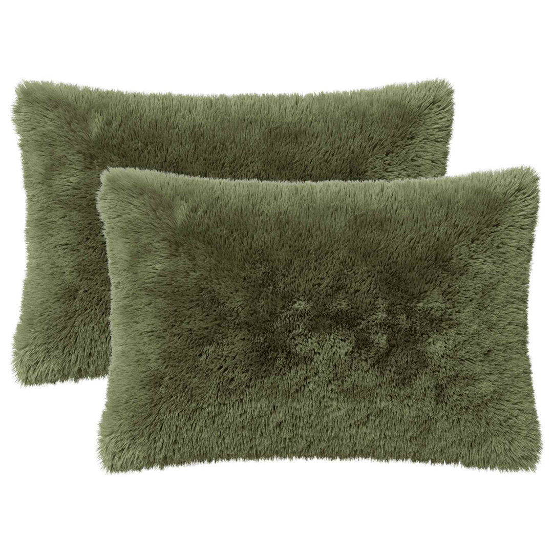 Vidaxl Cushion Cover 2 Pcs Heerlen Green 40 X 60 Cm Pv Fleece, Green - Image 2