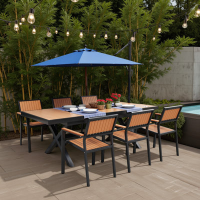6-Piece Extendable Outdoor Dining Set - Expandable Table (62.9"-82.6") & Weather-Resistant Chairs, Flexible Seating Arrangement by Red Barrel Studio
