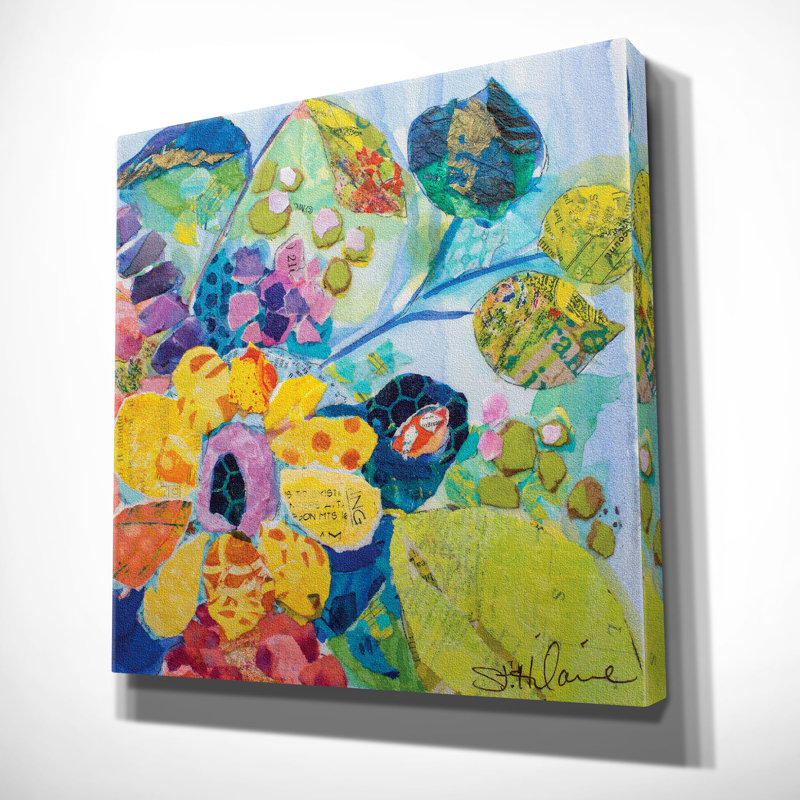 « bold fleuris vi », peinture, H 16 po x l 16 po x P 1,5 po, Toile tendue